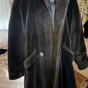 Elegant Black Faux Fur Coat